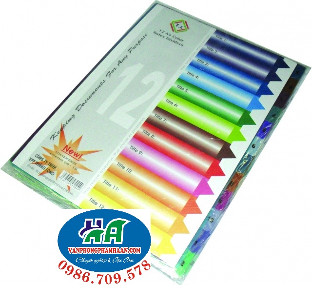 Chia file nhựa 12 màu (từ số 1-12)